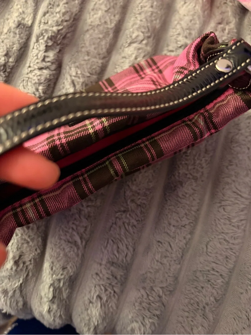 Vintage Y2K Coach Tartan Plaid Wool Mini Baguette Bag Pouch Made in Turkey